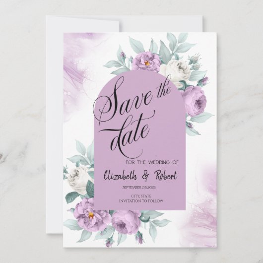 Waterverf Sering Rozen Stippen Bewaar De Datum Save The Date (Voorkant)