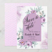 Waterverf Sering Rozen Stippen Bewaar De Datum Save The Date (Voorkant / Achterkant)