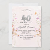 Waterverf Sering Wilde Bloemen Paars 40e Verjaarda Kaart (Voorkant)