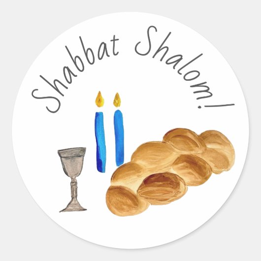 Waterverf Shabbat Shalom Sticker (Voorkant)