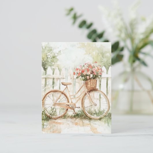 Waterverf Shabby Chic Bike Briefkaart (Staand voorkant)