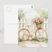Waterverf Shabby Chic Bike Briefkaart (Voorkant / Achterkant)