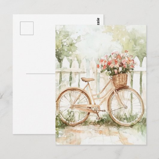 Waterverf Shabby Chic Bike Briefkaart (Voorkant / Achterkant)