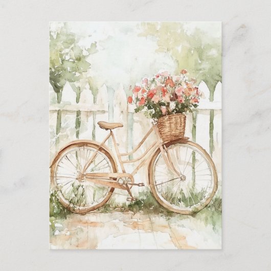 Waterverf Shabby Chic Bike Briefkaart (Voorkant)
