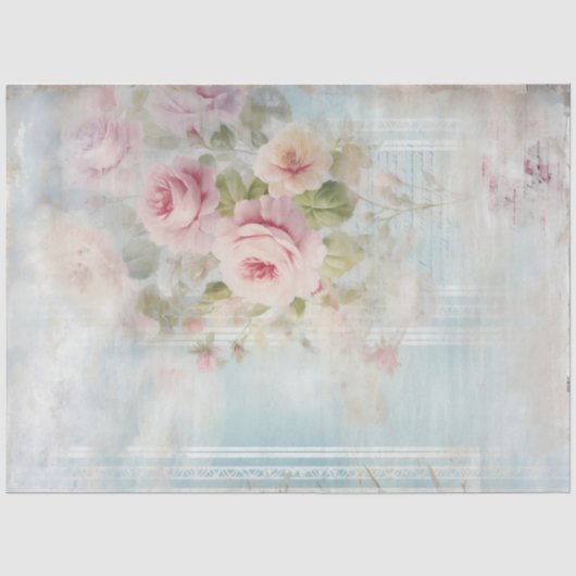 waterverf shabby chic blush rozen tissuepapier (Voorkant)