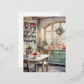Waterverf Shabby Chic Christmas Kitchen Folie Feestdagen Briefkaart (Voorkant / Achterkant)