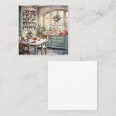 Waterverf Shabby Chic Christmas Kitchen Vierkante Visitekaartje (Voorkant / Achterkant)