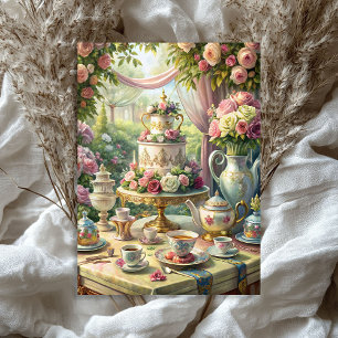 Waterverf  shabby chic Engels theetafel Tissuepapier
