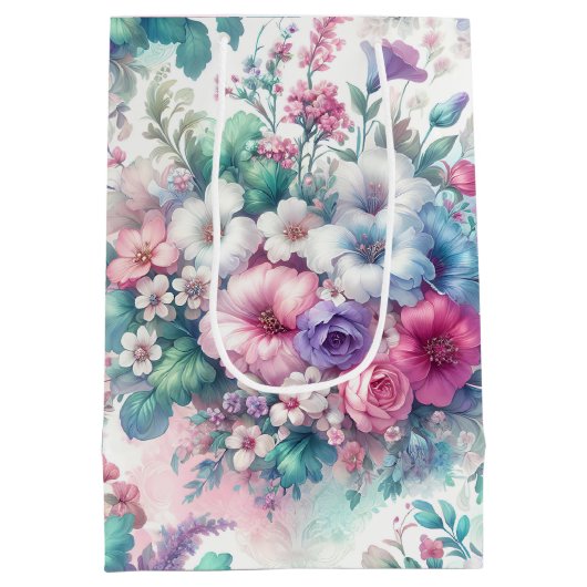 Waterverf Shabby Chic Floral Birthday Medium Cadeauzakje (Achterkant)