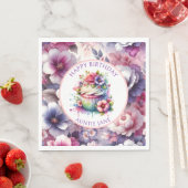 Waterverf Shabby Chic Floral gepersonaliseerd Servet (Insitu)