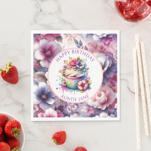 Waterverf Shabby Chic Floral gepersonaliseerd Servet (Insitu)