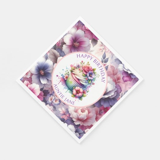 Waterverf Shabby Chic Floral gepersonaliseerd Servet (Hoek)