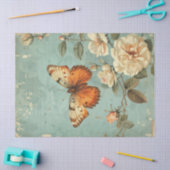 Waterverf Shabby chic oranje vlinder & rozen Tissuepapier (Craft)