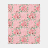 Waterverf Shabby Chic Pink Roses and Polka Dots Fleece Deken (Voorkant)