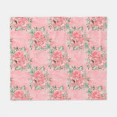 Waterverf Shabby Chic Pink Roses and Polka Dots Fleece Deken (Voorkant (Horizontaal))