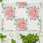 Waterverf Shabby Chic Pink Roses and Polka Dots Theedoek (Gevouwen)