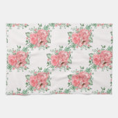 Waterverf Shabby Chic Pink Roses and Polka Dots Theedoek (Horizontaal)