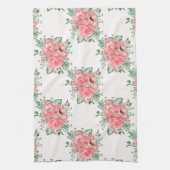 Waterverf Shabby Chic Pink Roses and Polka Dots Theedoek (Verticaal)