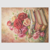 Waterverf shabby chic rode rozen oude boeken tissuepapier (Voorkant)