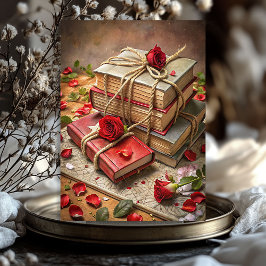 Waterverf shabby chic  rode rozen oude boeken tissuepapier