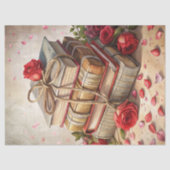 Waterverf shabby chic rode rozen oude boeken tissuepapier (Voorkant)