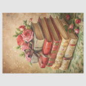 Waterverf shabby chic  rode rozen oude boeken tissuepapier (Voorkant)
