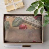 Waterverf shabby chic  rode rozen oude boeken tissuepapier (Geschenk)