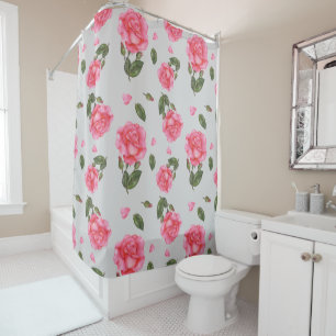 Waterverf Shabby Chic Roses Floral Patroon Douchegordijn