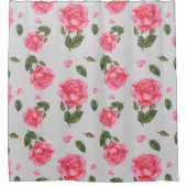 Waterverf Shabby Chic Roses Floral Patroon Douchegordijn (Voorkant)