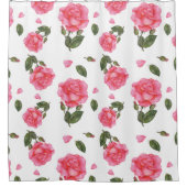 Waterverf Shabby Chic Roses Floral Patroon Douchegordijn (Voorkant)