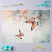 Waterverf Shabby chique pastel groene vlinders Tissuepapier (Craft)