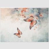 Waterverf Shabby chique pastel groene vlinders Tissuepapier (Voorkant)