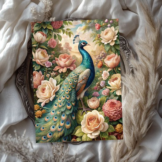 Waterverf shabby chique pauw blush rozen tissuepapier