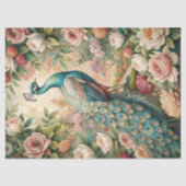 Waterverf  shabby chique pauw blush rozen tissuepapier (Voorkant)