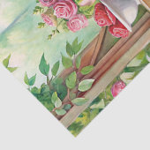 Waterverf  shabby chique theetafel rode rozen tissuepapier (Detail)