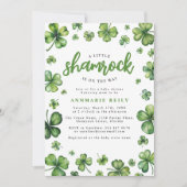 Waterverf Shamrock Baby shower Invitation Kaart (Voorkant)