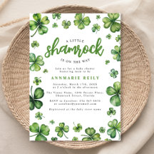 Waterverf Shamrock Baby shower Invitation