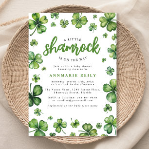 Waterverf Shamrock Baby shower Invitation Kaart