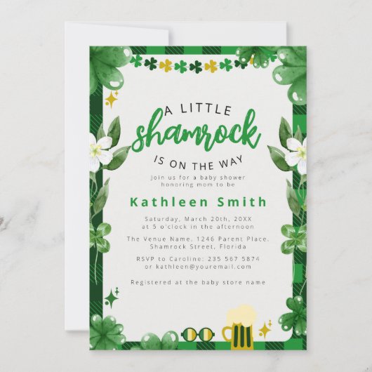 Waterverf Shamrock Baby shower Kaart (Voorkant)