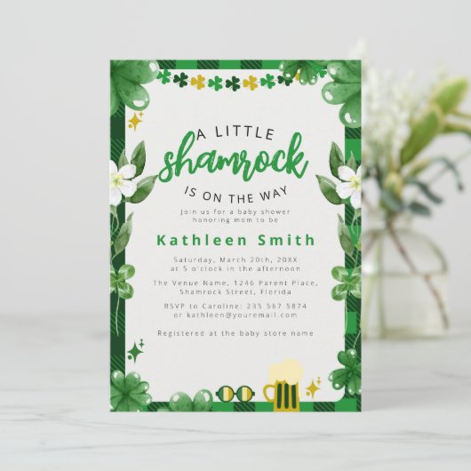 Waterverf Shamrock Baby shower Kaart (Staand voorkant)