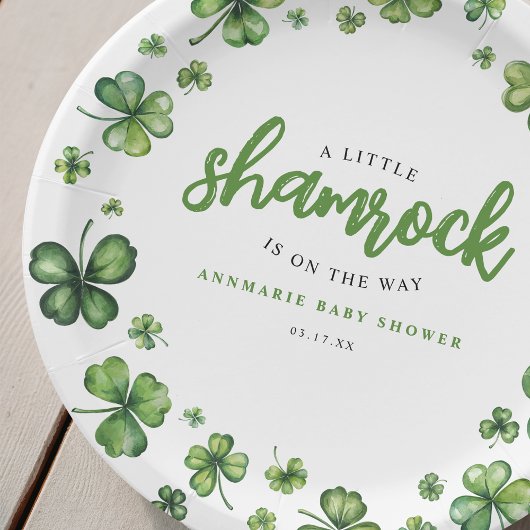 Waterverf Shamrock Baby shower Papieren Bordje