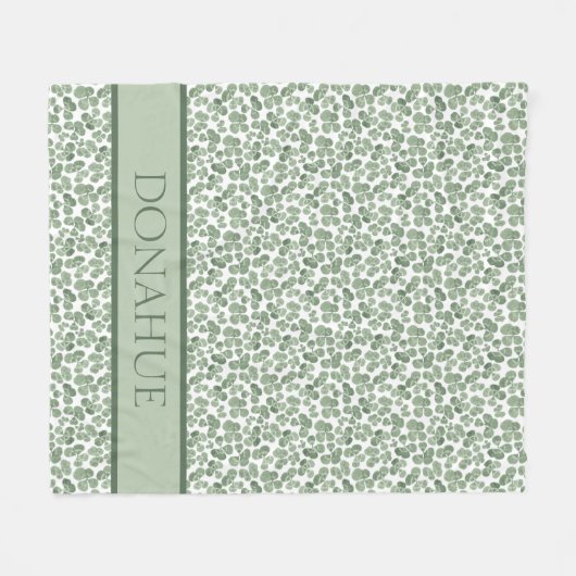 Waterverf Shamrock Clover Patterned Fleece Deken (Voorkant (Horizontaal))