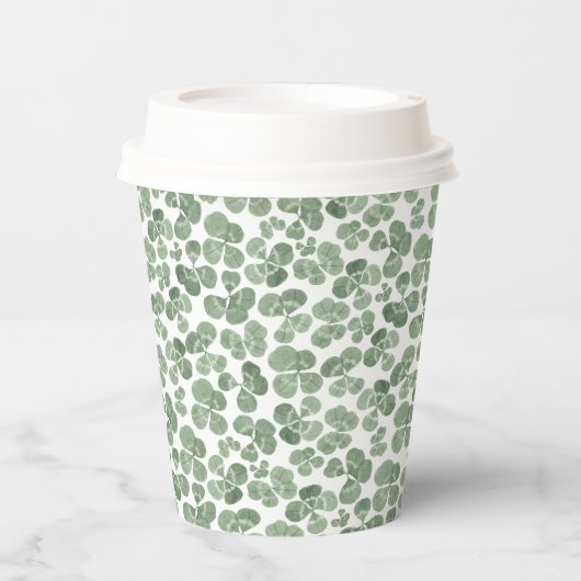 Waterverf Shamrock Clover Patterned Papieren Bekers (Voorkant)