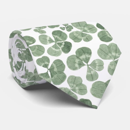 Waterverf Shamrock Clover Patterned Stropdas (Opgerold)