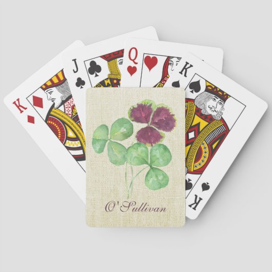 Waterverf Shamrock Clover Saint Partick's Day Pokerkaarten (Achterkant)
