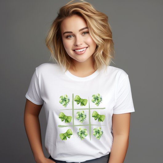 Waterverf Shamrock Coquette Bows St Patricks Day T-shirt