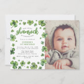 Waterverf Shamrock foto verjaardagsfeestje Kaart (Voorkant)