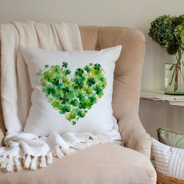 Waterverf Shamrock Hart Klaver Bloemen Kussen