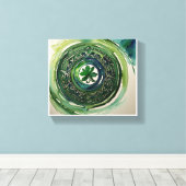 Waterverf Shamrock Keltische Knoop Canvas Print (Insitu (Houten vloer))