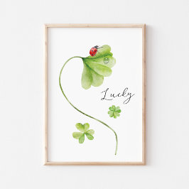Waterverf Shamrock Lucky Poster